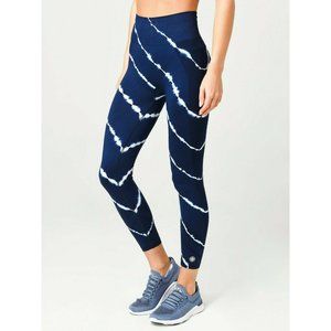 Tory Burch Sport Navy Blue Shibori Tie Dye Seamless High Rise 7/8 Leggings